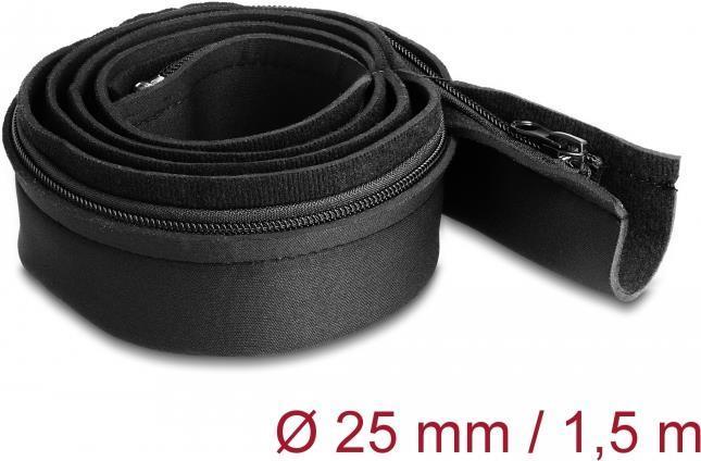 Produktbild Delock Kabelschlauch Neopren flexibel mit Reissverschluss 1,5m x 100mm schwarz (Kabelschlauch, 150 cm)