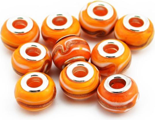 Hermex Glas Bead versilbert 925 - Silbrig Orange (Metallegierung)