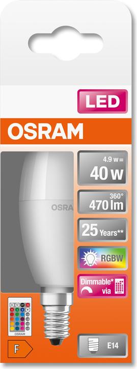 Actual product image Osram Led Retrofit Rgbw Lamps With Remote Control (E14, 40 W, 470 lm, 1 x, F)