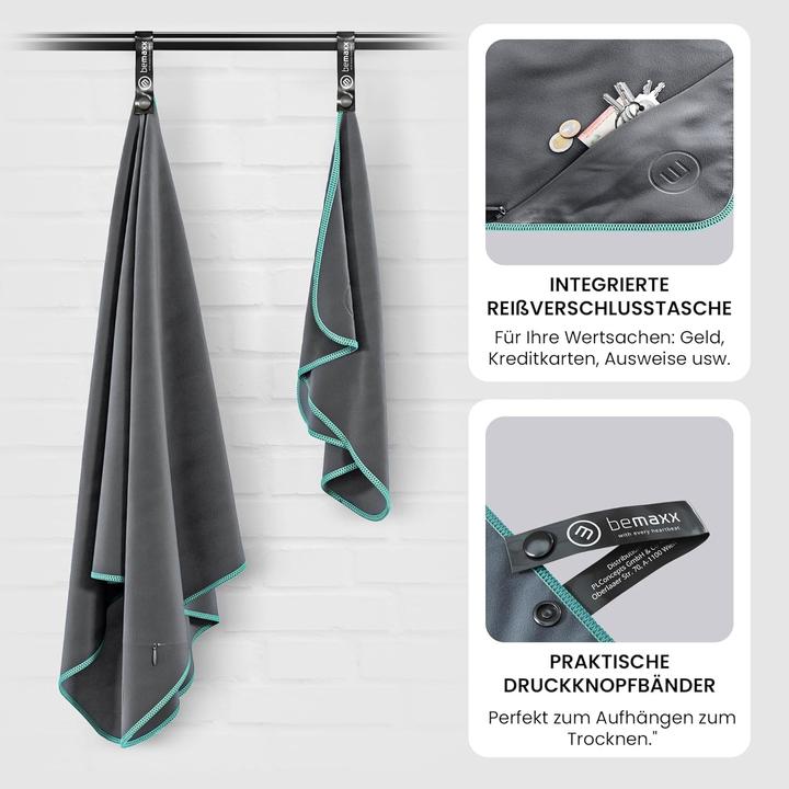 Immagine prodotto BeMaxx Set di asciugamani in microfibra, Grigio