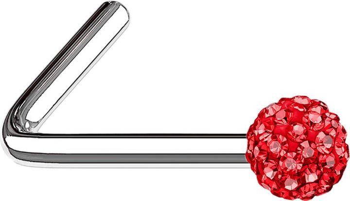 Immagine prodotto Star Piercing Nasenstecker gewinkelt silber Kristallkugel rot (senza ottone, Acciaio chirurgico 316L)