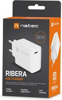 Produktbild Genesis Natec ładowarka Sieciowa Ribera USB-C 20w Power Delivery Biała Nuc-2059 (20 W)