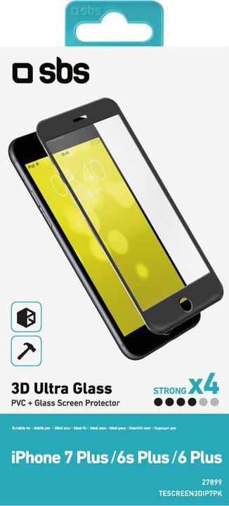 Immagine prodotto SBS Protettore di schermo 3D per iPhone 8 Plus / 7 Plus / 6s Plus / 6 Plus (1 Pezzo/i, Apple iPhone 8 Plus, Apple iPhone 7 Plus)