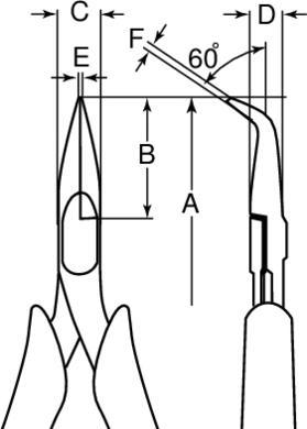 Produktbild Bahco ERGO Spitzzange mit Zwei-Komponenten-Griffen und um 60° abgewinkelter Spitze, phosphatiert, 130 mm (130 mm)