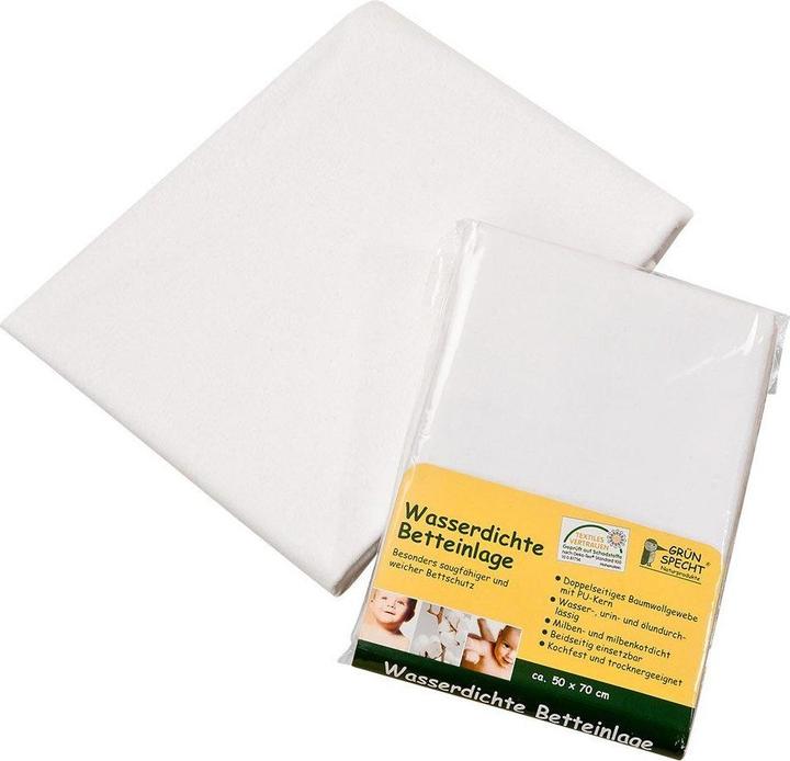Actual product image Alkemie Grunspecht, waterproof bed foundation, 50 x 70 cm, white, 1 piece (50 x 70 cm)