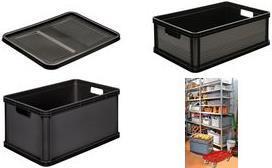 Actual product image keeeper Storage box ""robert"", 45 litres, graphite Load capacity: 60 kg, transport box, food-safe, sowing (45 l)