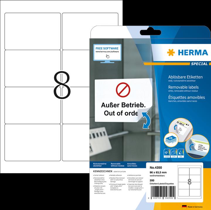 Produktbild HERMA Ablösbare Etiketten A4