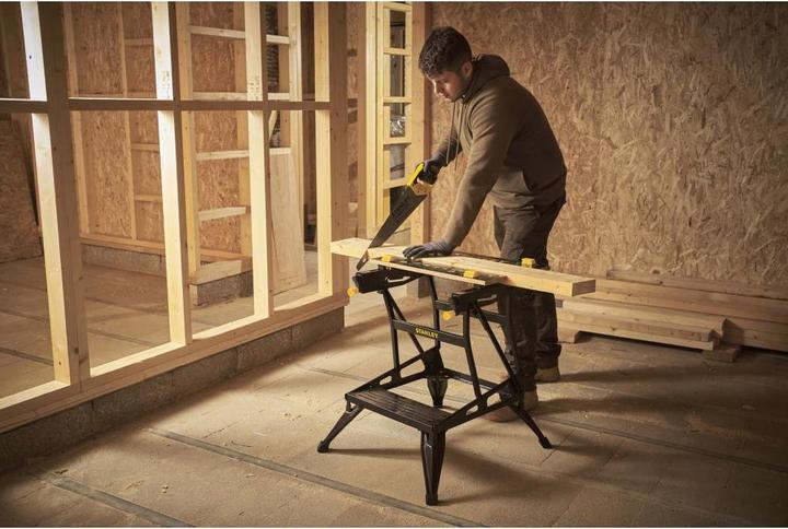 Actual product image Stanley Workmate with bamboo worktop and dual working height, loadable up to 250kg (50.50 cm, 54 cm)