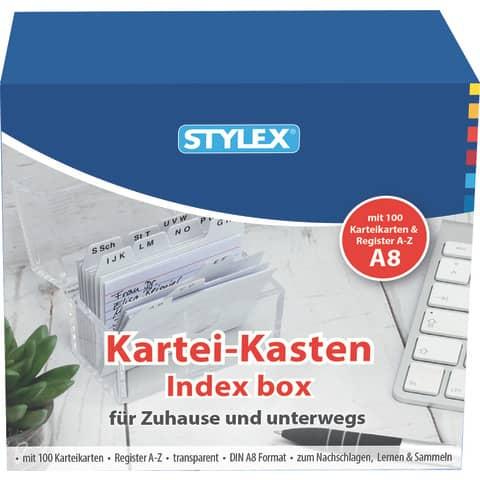 Actual product image Stylex Card index box A8 crystal clear incl 100 cards