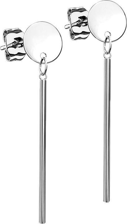 Image du produit Star Piercing Boucles d'oreilles argent plaque ronde pendentif cylindre (sans laiton, Acier chirurgical 316L)