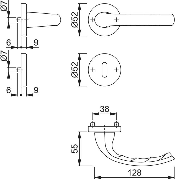 Actual product image Hoppe Rosette set Tôkyô 1710 / 42KV / 42KVS aluminium F1 round OB DIN left / right D/D (Door handle)