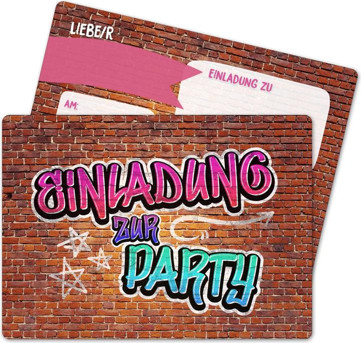 Image du produit Papierdrachen Geburtstags Einladungskarte Jugendlich Mädchen (12 pcs)