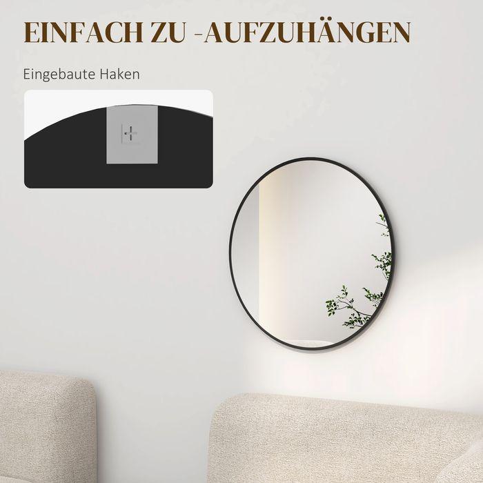 Actual product image Swisshandel24 Wall mirror, 60x60cm aluminium frame, round black (60 x 60 cm)