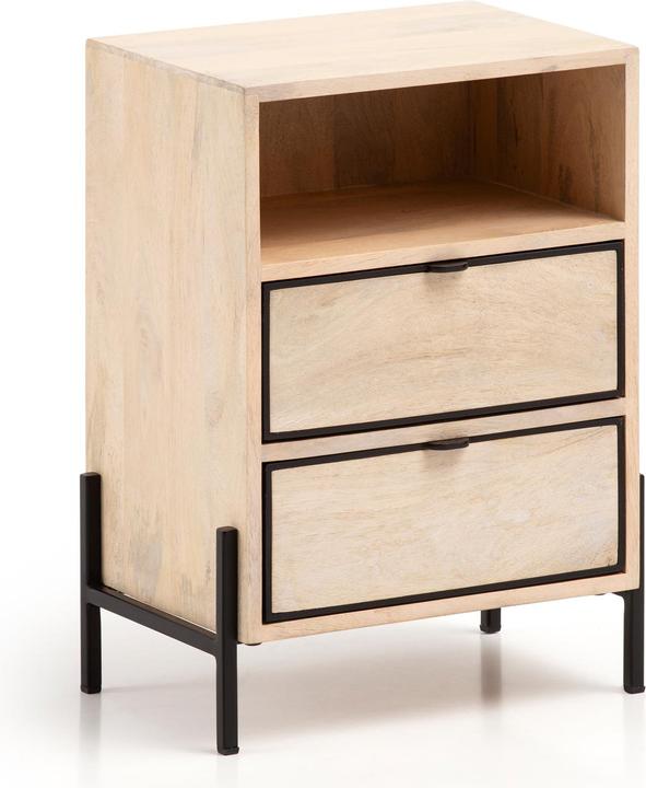 Actual product image FineBuy Bedside cabinet FB96459 solid wood brown