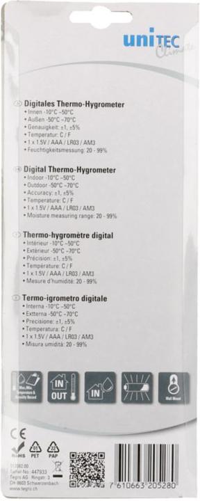 Immagine prodotto Unitec Termoigrometro digitale per esterni