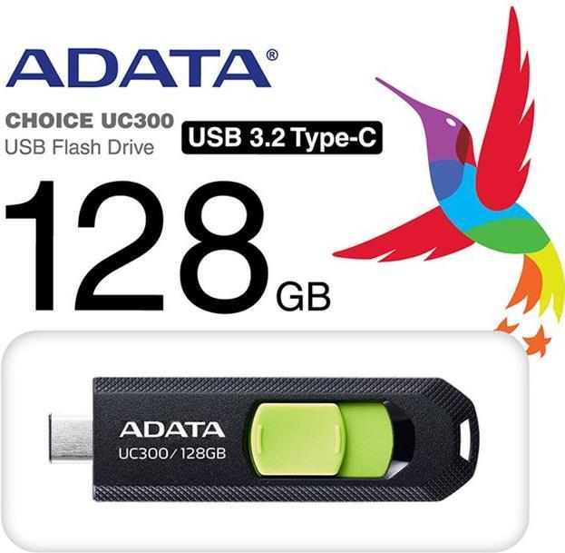 Image du produit Adata USB 128GB UC300 bkgn 3.2 Interface USB Type C USB 3.2 Gen 1 (128 Go, USB-C)