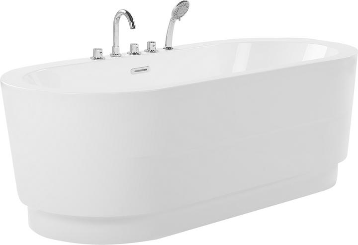 Produktbild Beliani Badewanne freistehend weiss mit Armatur oval 170 x 80 cm EMPRESA (214 l, 80 cm, 170 cm)
