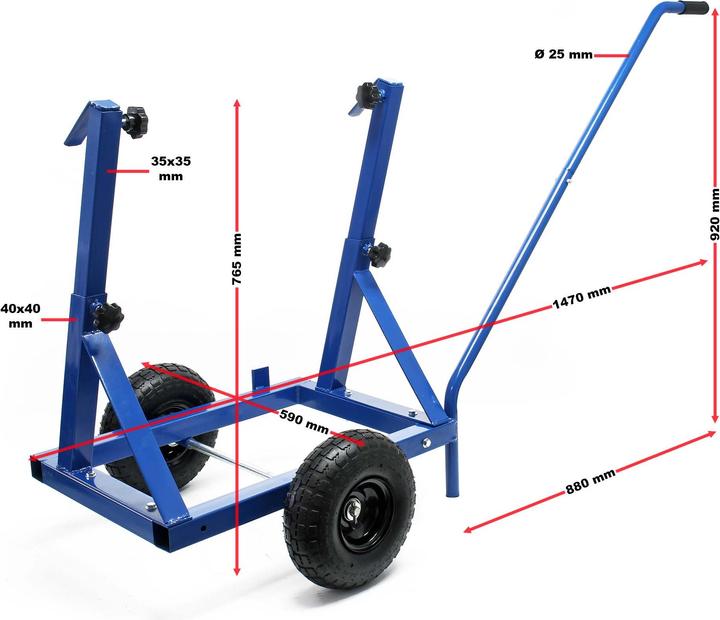 Image du produit XPOtool Chariot porte-plaques 200kg max. Pneus Supports réglables 280-830mm Acier Transport Atelier (200 kg)