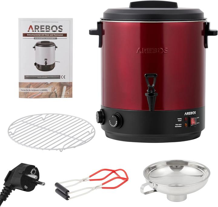 Image du produit Arebos Cuiseur automatique 1800 W 28L en rouge (28 l)
