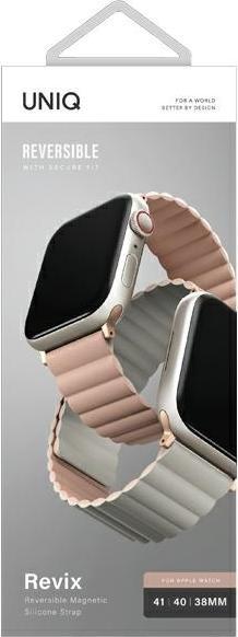 Produktbild Uniq pasek Revix Apple Watch Series 1/2/3/4/5/6/7/8/SE/SE2 38/40/41mm. Reversible Magnetic różowy-be (Edelstahl, Silikon)