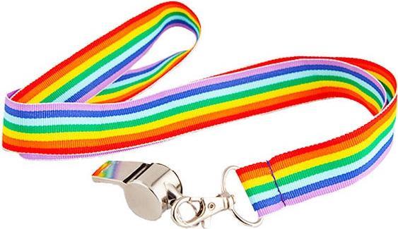 Produktbild Wicked Costumes Trillerpfeife aus Metall mit Regenbogen Band