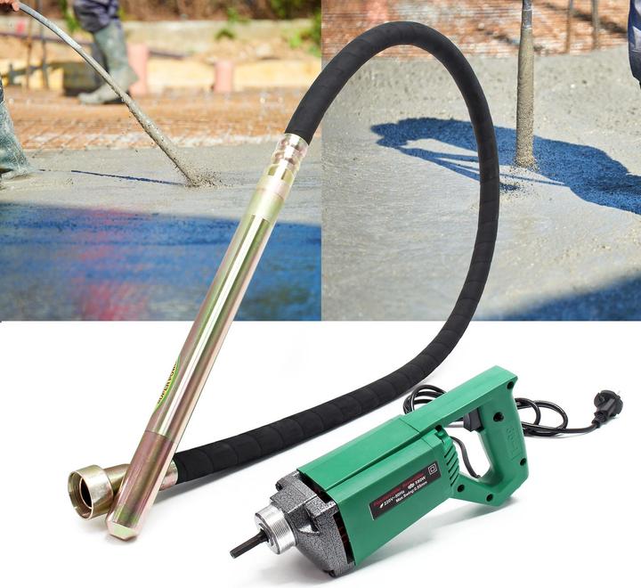 Immagine prodotto Wiltec Vibratore elettrico portatile per calcestruzzo da 580 W con bottiglia di poker vibrante da 200 cm