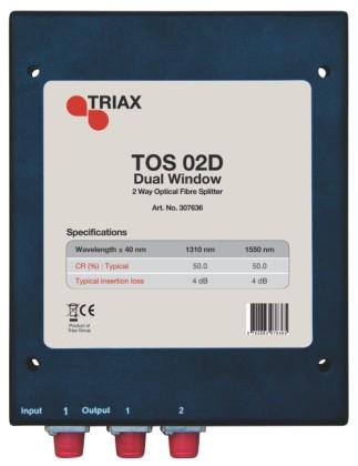 Actual product image Triax TOS 02 D 2-way optical amplifier with FC/PC connectors (Cords)