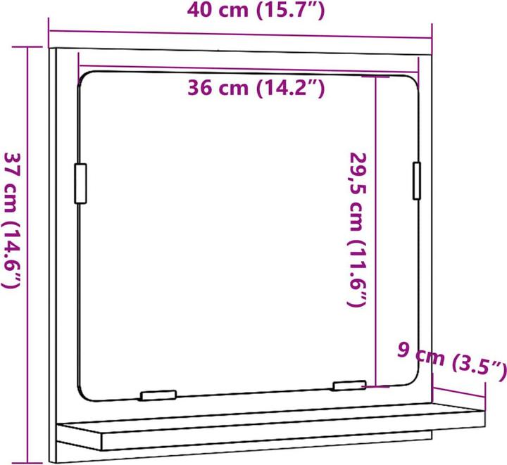 Actual product image VidaXL Badspiegel Wandspiegel Badezimmerspiegel Spiegel mit Ablage Betongrau (40 x 37 cm)