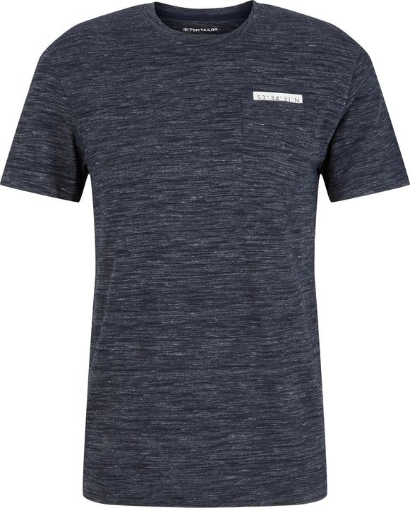 Tom Tailor T-Shirt Kurzarmshirt in Melange-Optik mit Brusttasche (XXL)