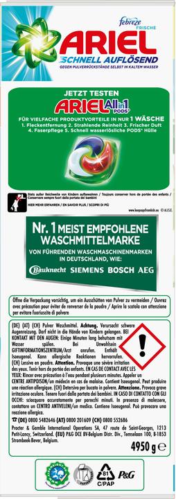 Energy Label Ariel Waschpulver 90 Waschladungen Febreze Freshness (90 Washing cycles, Powder)