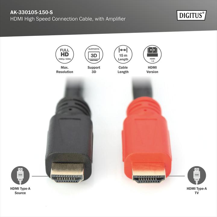 Produktbild Digitus HDMI (Typ A) — HDMI (Typ A) (15 m, HDMI)