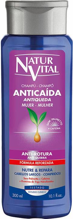 NaturVital Shampooing anti-chute pour cheveux longs avec Saw Palmetto, Ginseng et Caféine 300ml (300 ml, Shampoing liquide)