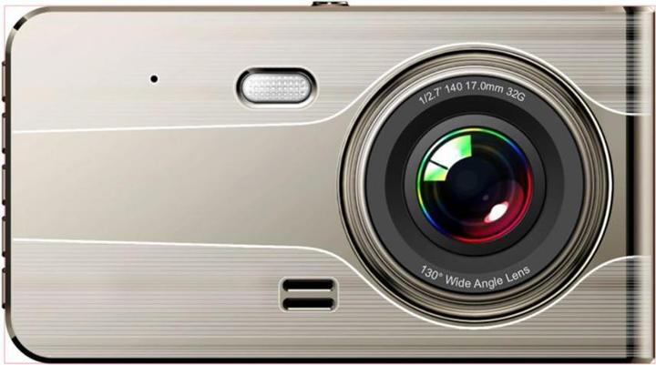 Actual product image Hurtel DVR979G Full HD G-sensor LCD car video recorder with reversing camera - beige (Built-in microphone, Built-in display, Rechargeable battery, Night vision)
