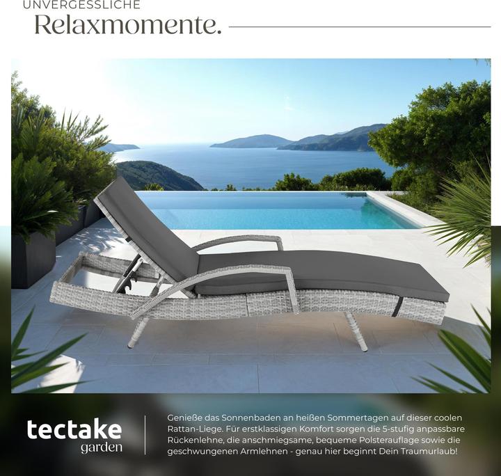 Actual product image tectake Sun lounger Océane rattan (190 cm)