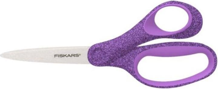 Actual product image Fiskars 1067860 School scissors, purple-glitter (18 cm)