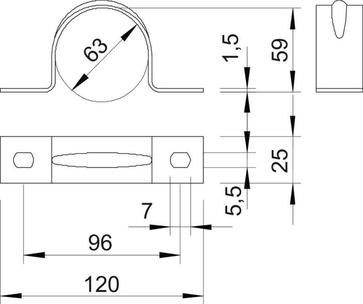 Actual product image OBO Bettermann OBO 605 63 ALU fastening clip, double-lobed