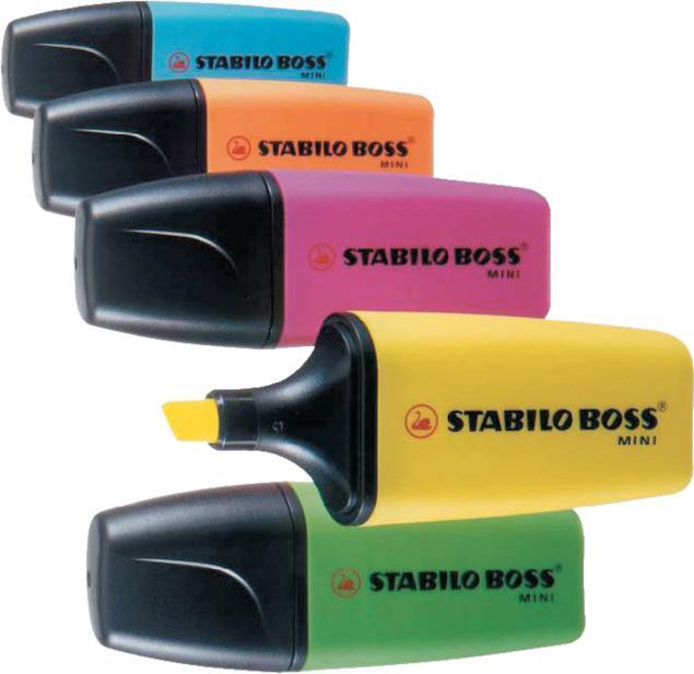Produktbild STABILO BOSS MINI Textmarker (Orange, Blau, Grün, Gelb, Pink, 5 mm, 5 x)