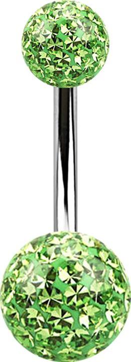 Immagine prodotto Star Piercing Banana argento con due sfere di cristallo verde chiaro Strato protettivo epossidico (Acciaio chirurgico 316L, senza ottone)