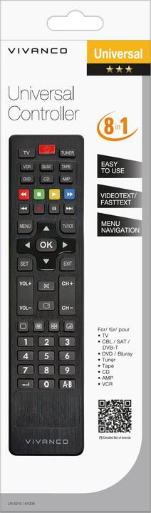 Immagine prodotto Vivanco Telecomando universale 8 in 1, nero (Telecomando universale, Infrarossi)
