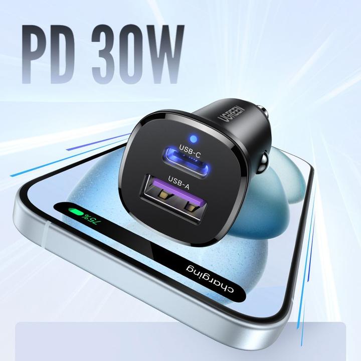 Produktbild Ugreen EC305 25845 car charger USB-C USB-A 30W - black