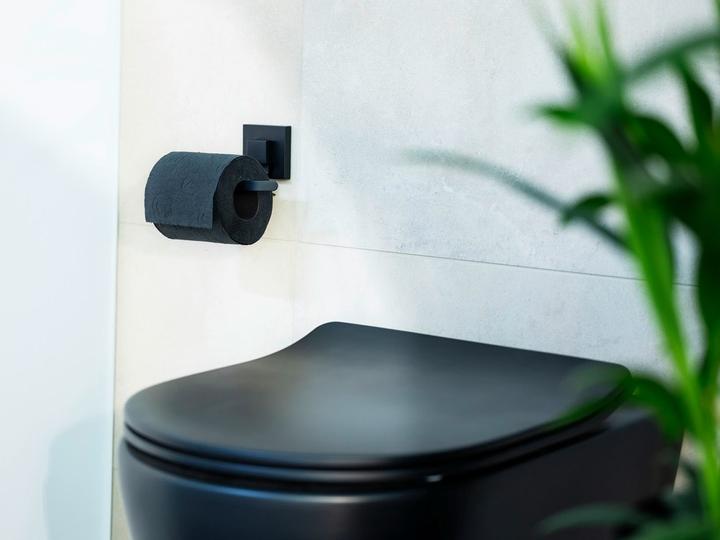 Produktbild Wenko Vacuum-Loc® Toilettenpapierhalter Mod. Quadro Schwarz Befestigen ohne Bohren