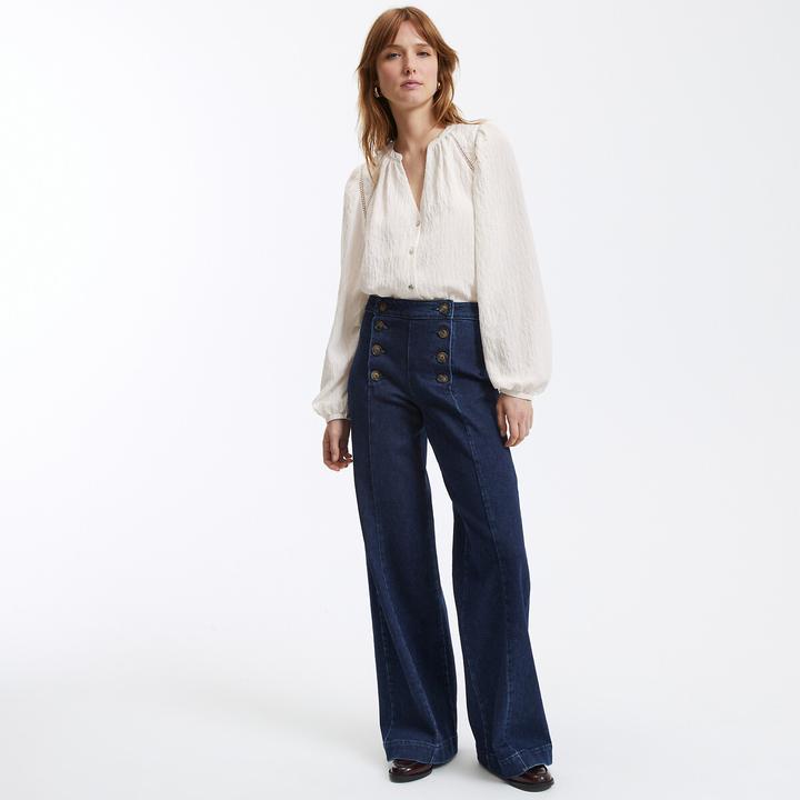 Produktbild La Redoute Collections Weite High-Waist-Jeans mit Hosenklappe (32)