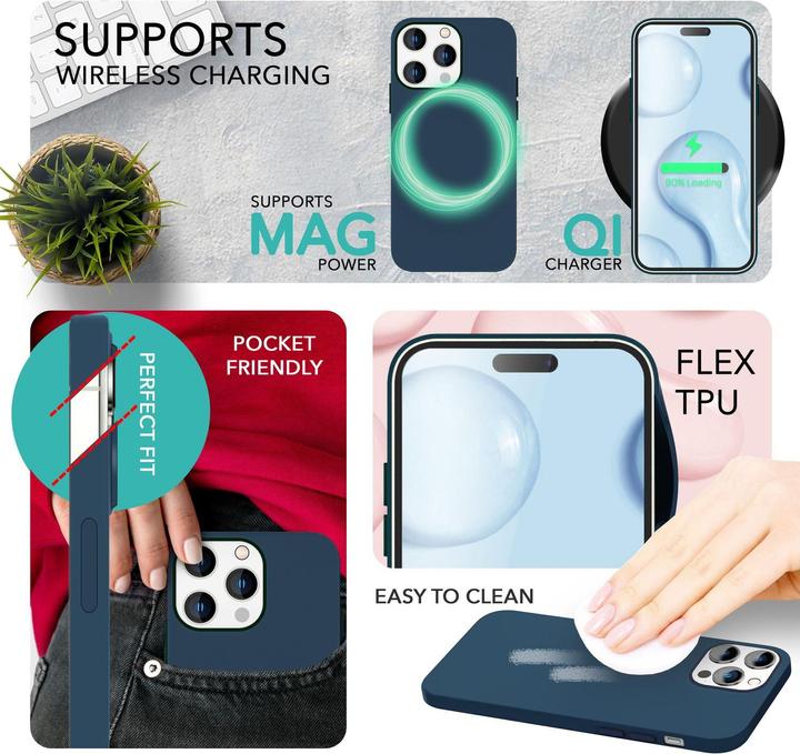 Actual product image Nalia Liquid silicone case with MagSafe function & 2x display protection glass (Apple iPhone 14 Pro)