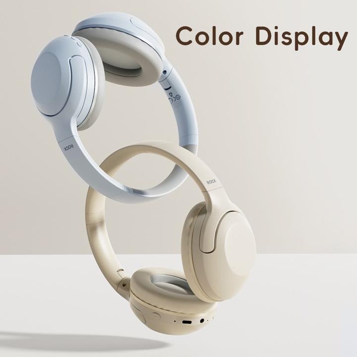 Actual product image Rock - O3 ANC Wireless Headphones RAU0773 - Bluetooth-Kopfhörer, Hellblau/Grau (ANC, 15 h, Wireless)