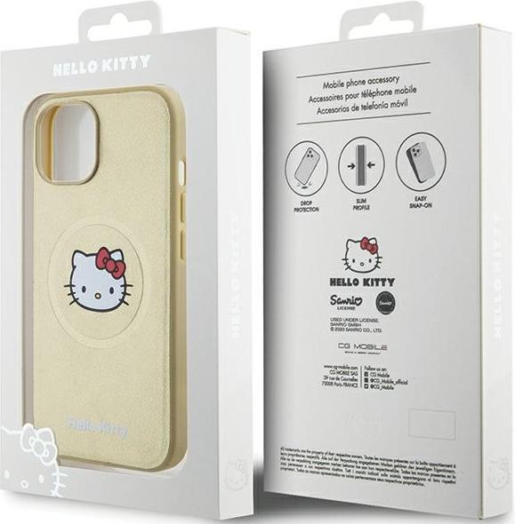 Actual product image Hello Kitty HKHMP14SPGHCKD iPhone 14 6.1" złoty/gold hardcase Leather Kitty Head MagSafe (Apple iPhone 14)
