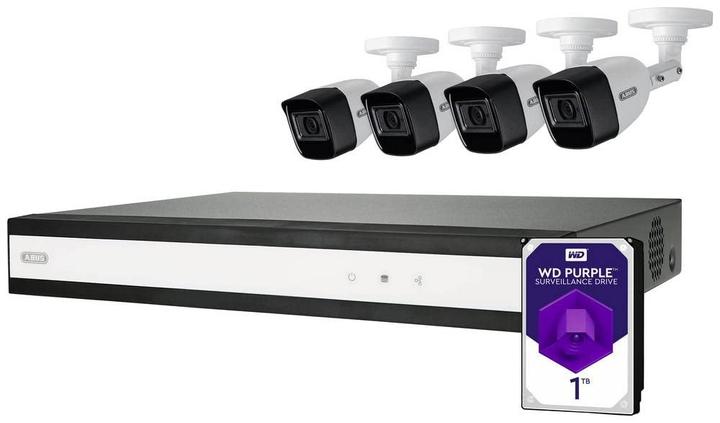 Actual product image Abus Complete set with hybrid video recorder and 4 analogue mini-tube cameras (1920 x 1080 Pixels, 2560 x 1440 (WQHD))