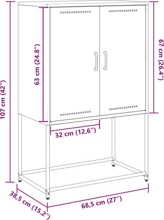 Nutritional values and ingredients VidaXL Highboard (38.5 x 38.5 x 107 cm)