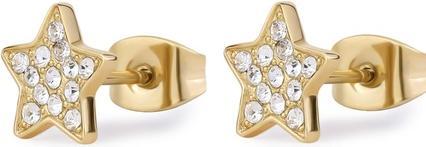 Sagapo S'Agapõ - Gold-plated earrings with clear crystals Stars Aurora SAR51