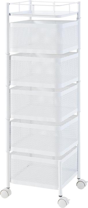 Produktbild En.Casa Rollwagen Sunndal mit 5 Ebenen 94,5x27x27cm Weiss