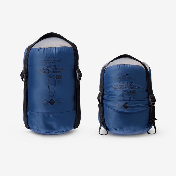 Actual product image Simond Mumienschlafsack koppelbar kompakt Trekking - MT500 15 °C Kunstfaser (44 cm)